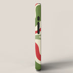 Retro Christmas Swirl Abstract Pattern in Olive Green, Sage, Xmas Red, and Cream iPhone Case Gallery Image 2