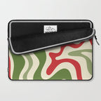 Retro Christmas Swirl Abstract Pattern in Olive Green, Sage, Xmas Red, and Cream Laptop Sleeve Gallery Image 2