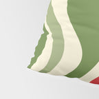 Retro Christmas Swirl Abstract Pattern in Olive Green, Sage, Xmas Red, and Cream Pillow Sham Gallery Image 4