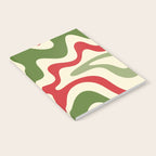 Retro Christmas Swirl Abstract Pattern in Olive Green, Sage, Xmas Red, and Cream Notebook Gallery Image 2