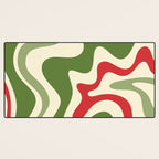Retro Christmas Swirl Abstract Pattern in Olive Green, Sage, Xmas Red, and Cream Desk Mat Gallery Image 3