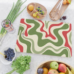 Retro Christmas Swirl Abstract Pattern in Olive Green, Sage, Xmas Red, and Cream Cutting Board Gallery Image 2