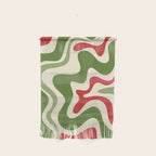 Retro Christmas Swirl Abstract Pattern in Olive Green, Sage, Xmas Red, and Cream Wall Hanging Gallery Image 1