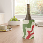Retro Christmas Swirl Abstract Pattern in Olive Green, Sage, Xmas Red, and Cream Wine Chiller Gallery Image 4