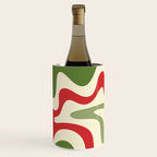 Retro Christmas Swirl Abstract Pattern in Olive Green, Sage, Xmas Red, and Cream Wine Chiller Gallery Image 3