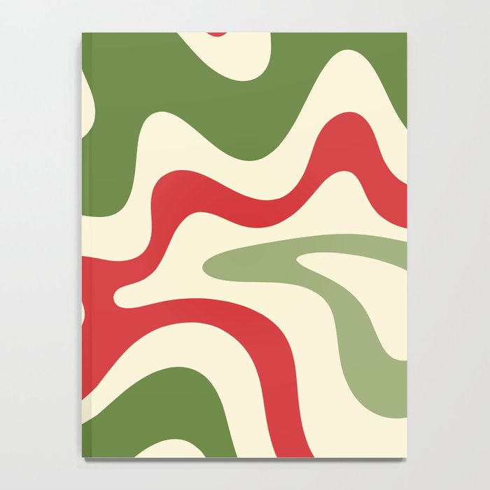 Retro Christmas Swirl Abstract Pattern in Olive Green, Sage, Xmas Red, and Cream Notebook Gallery Image 4