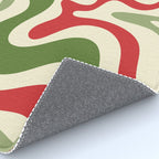 Retro Christmas Swirl Abstract Pattern in Olive Green, Sage, Xmas Red, and Cream Rug Gallery Image 4