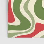 Retro Christmas Swirl Abstract Pattern in Olive Green, Sage, Xmas Red, and Cream Poster Gallery Image 3