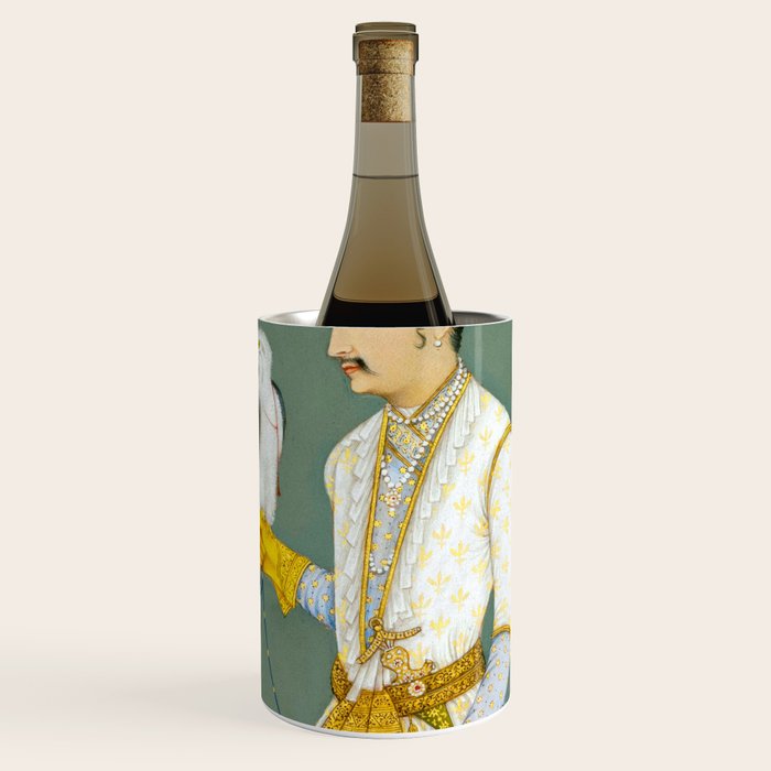 Portrait of a Prince with a Hawk 1700s India, Mughal, 18th century Indian Miniature Painting  Wine Chiller Gallery Image 1