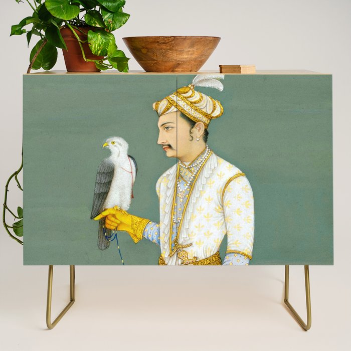 Portrait of a Prince with a Hawk 1700s India, Mughal, 18th century Indian Miniature Painting  Credenza Gallery Image 1
