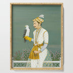 Portrait of a Prince with a Hawk 1700s India, Mughal, 18th century Indian Miniature Painting  Serving Tray Gallery Image 1