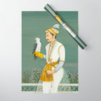 Portrait of a Prince with a Hawk 1700s India, Mughal, 18th century Indian Miniature Painting  Wrapping Paper Gallery Image 1