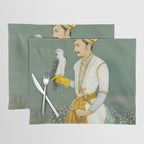 Portrait of a Prince with a Hawk 1700s India, Mughal, 18th century Indian Miniature Painting  Placemat Gallery Image 1