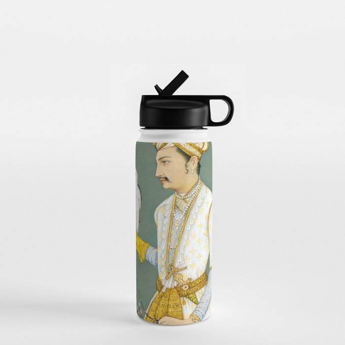 Portrait of a Prince with a Hawk 1700s India, Mughal, 18th century Indian Miniature Painting  Water Bottle Gallery Image 1