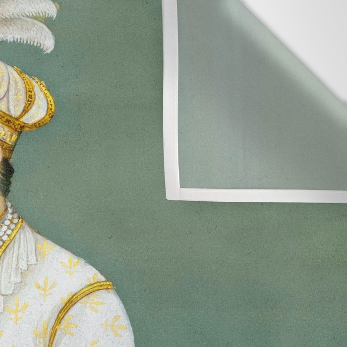 Portrait of a Prince with a Hawk 1700s India, Mughal, 18th century Indian Miniature Painting  Wall Tapestry Gallery Image 3