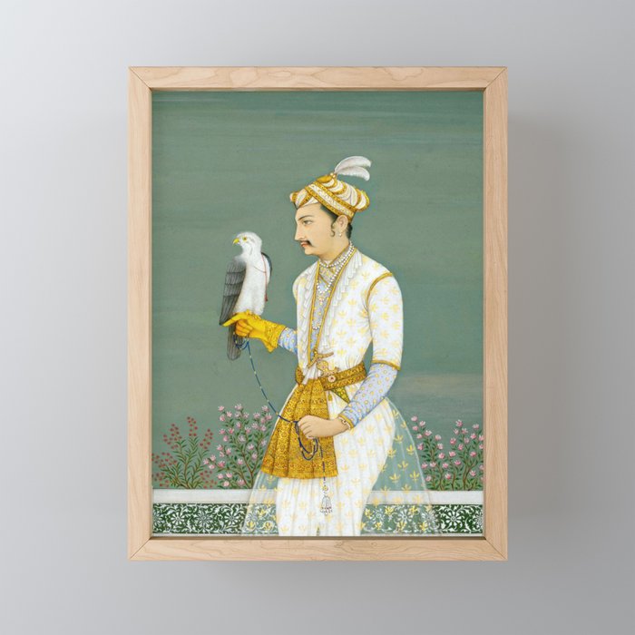 Portrait of a Prince with a Hawk 1700s India, Mughal, 18th century Indian Miniature Painting  Mini Art Print Gallery Image 1