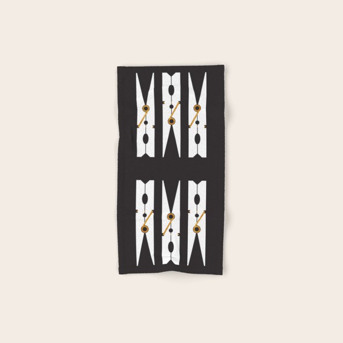Laundry Clothespins - Gold, Black and White Bath Towel Gallery Image 1