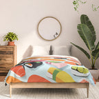 Sushi & Sashimi, Japanese Mob Wife Raw Fish Food Illustration, Delicacy Menu Rice Colorful Eclectic Comforter Gallery Image 3