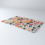 Sushi & Sashimi, Japanese Mob Wife Raw Fish Food Illustration, Delicacy Menu Rice Colorful Eclectic Rug Gallery Image 3