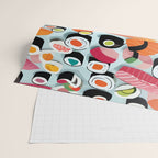 Sushi & Sashimi, Japanese Mob Wife Raw Fish Food Illustration, Delicacy Menu Rice Colorful Eclectic Wrapping Paper Gallery Image 2