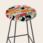 Sushi & Sashimi, Japanese Mob Wife Raw Fish Food Illustration, Delicacy Menu Rice Colorful Eclectic Stool Gallery Image 2