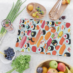 Sushi & Sashimi, Japanese Mob Wife Raw Fish Food Illustration, Delicacy Menu Rice Colorful Eclectic Cutting Board Gallery Image 2