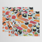 Sushi & Sashimi, Japanese Mob Wife Raw Fish Food Illustration, Delicacy Menu Rice Colorful Eclectic Placemat Gallery Image 1