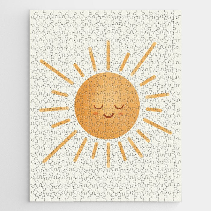 Peace Sun Face, Calm Happy Sunshine Watercolor Jigsaw Puzzle Gallery Image 1