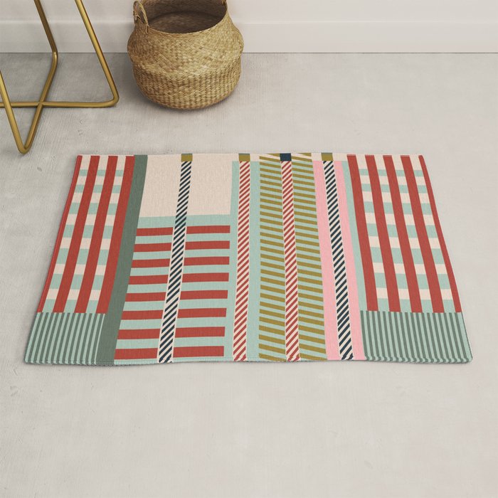 Vintage Striped Geometric Rug Gallery Image 1