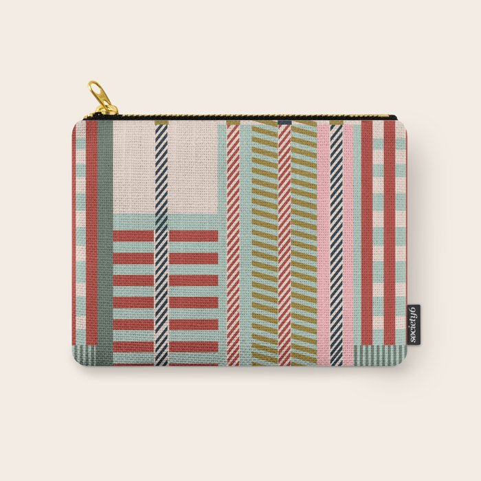 Vintage Striped Geometric Carry All Pouch