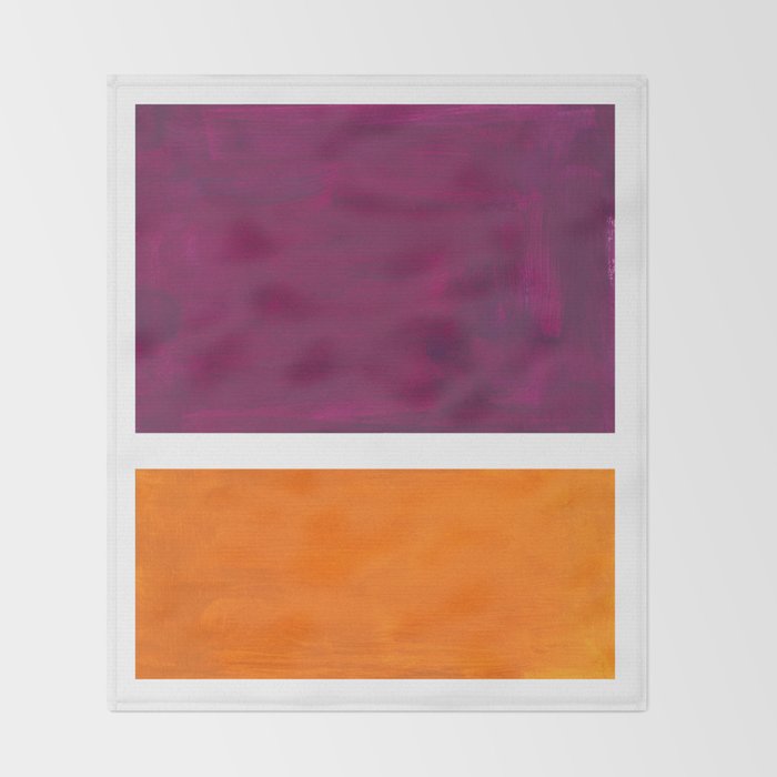 Purple Wine Yellow OchreMid Century Modern Abstract Minimalist Rothko Color Field Squares Throw Blanket Gallery Image 2