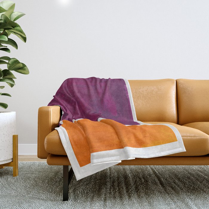 Purple Wine Yellow OchreMid Century Modern Abstract Minimalist Rothko Color Field Squares Throw Blanket Gallery Image 1