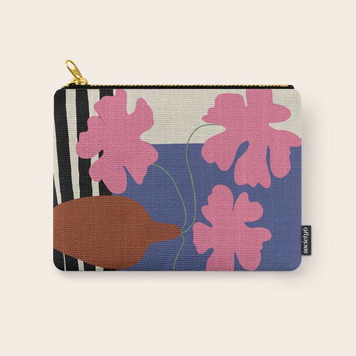 Pink flower pot with Stripe  Carry All Pouch Gallery Image 1