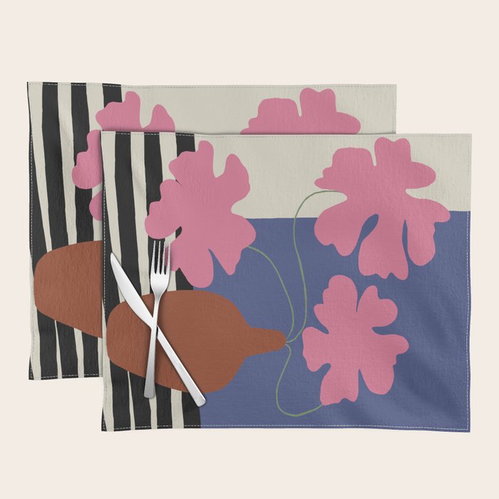 Pink flower pot with Stripe  Placemat Gallery Image 1