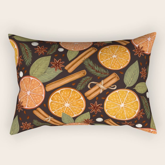 Winter Spice in Charcoal Rectangular Pillow Gallery Image 1