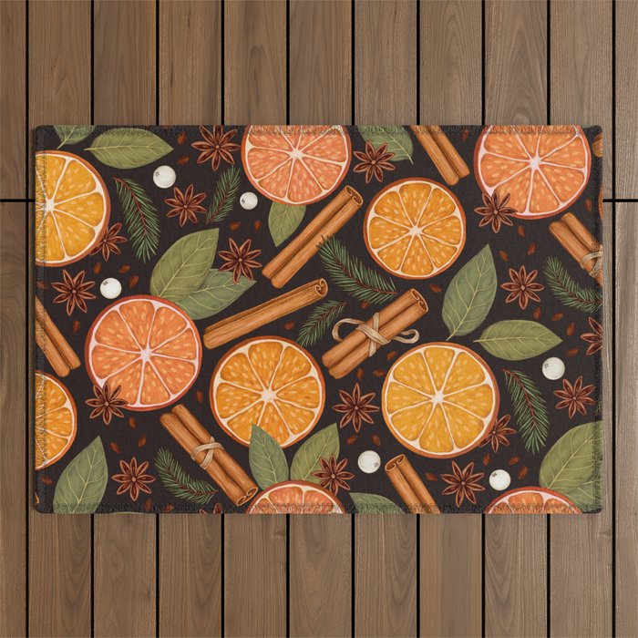 Winter Spice in Charcoal Outdoor Rug Gallery Image 1