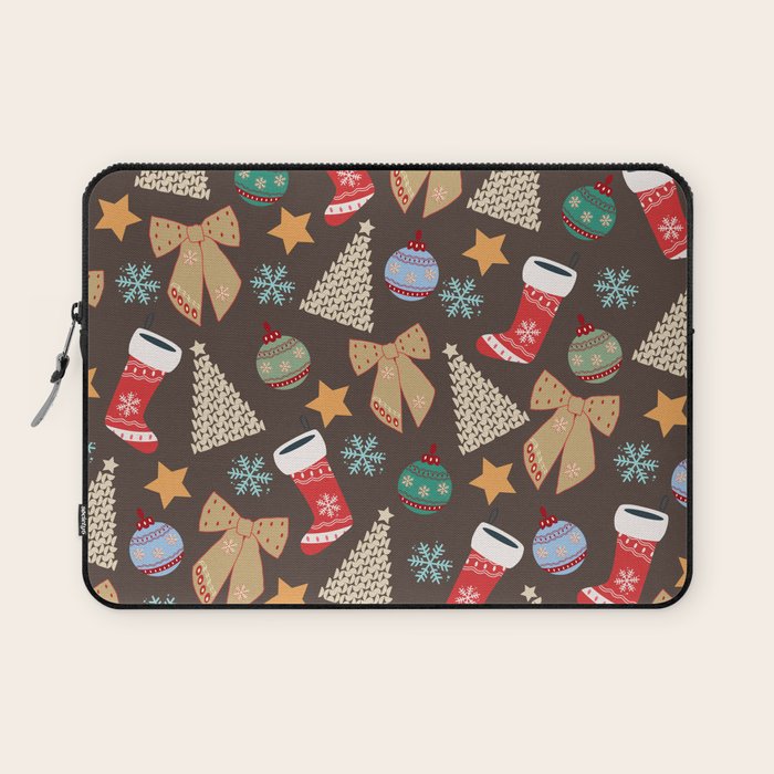 Cute Christmas Brown Laptop Sleeve Gallery Image 1
