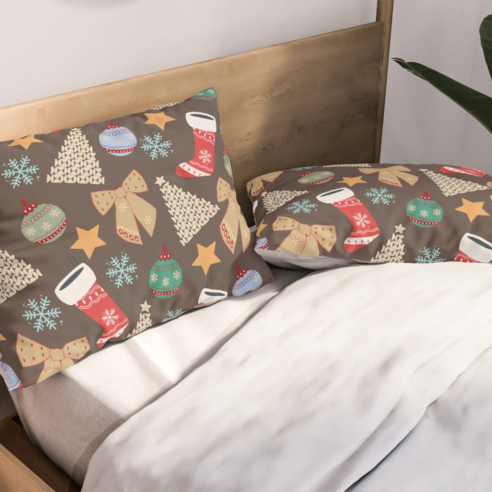 Cute Christmas Brown Pillow Sham Gallery Image 2