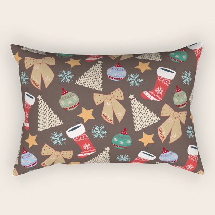 Cute Christmas Brown Rectangular Pillow Gallery Image 1