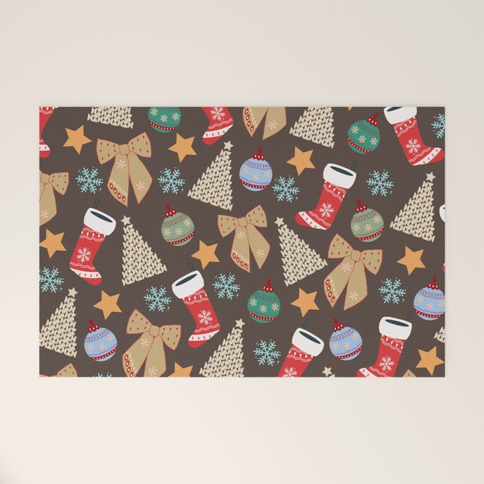 Cute Christmas Brown Welcome Mat Gallery Image 1