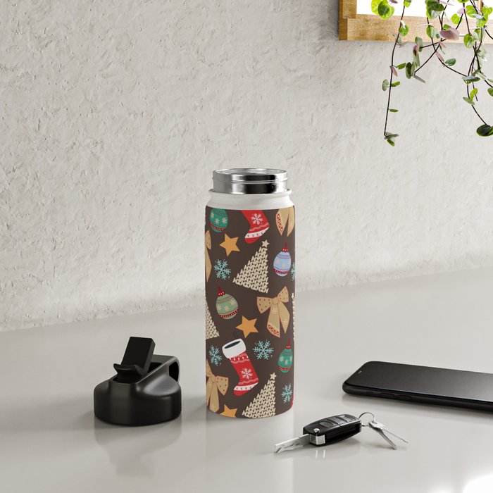 Cute Christmas Brown Water Bottle Gallery Image 4
