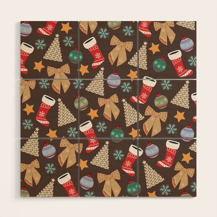 Cute Christmas Brown Wood Wall Art Gallery Image 1