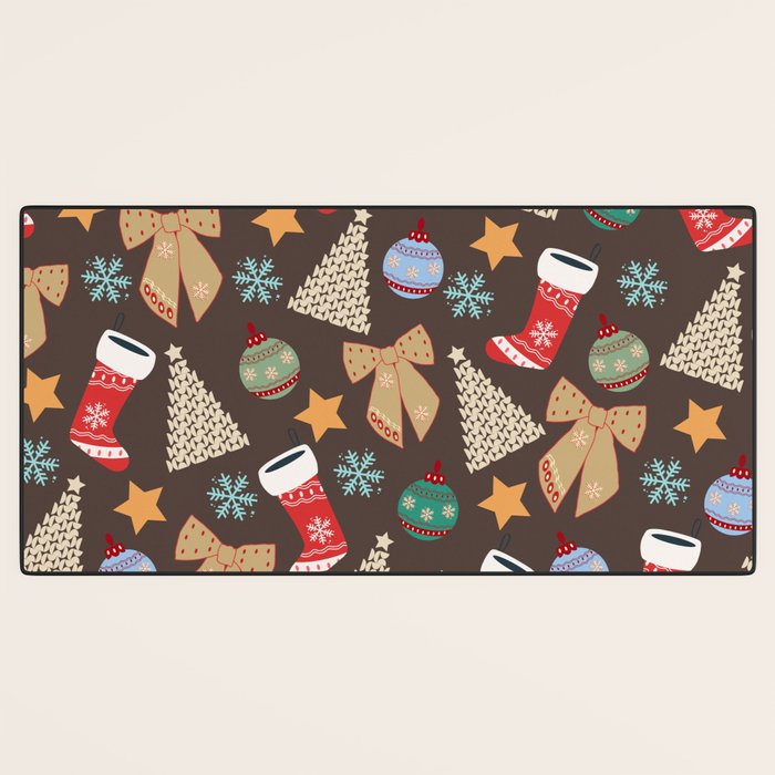 Cute Christmas Brown Desk Mat Gallery Image 3
