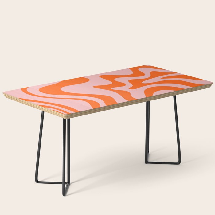 Groovy Retro Liquid Swirl Abstract Orange and Pink Pattern Coffee Table Gallery Image 1
