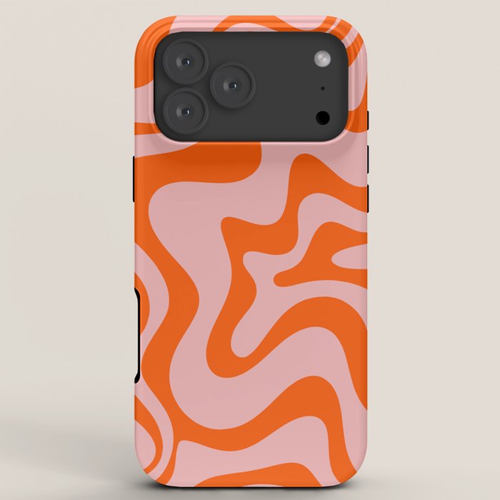 Groovy Retro Liquid Swirl Abstract Orange and Pink Pattern iPhone Case Gallery Image 8