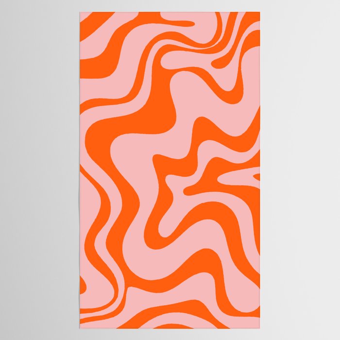 Groovy Retro Liquid Swirl Abstract Orange and Pink Pattern Tablecloth Gallery Image 2