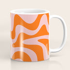Groovy Retro Liquid Swirl Abstract Orange and Pink Pattern Coffee Mug Gallery Image 1