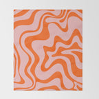 Groovy Retro Liquid Swirl Abstract Orange and Pink Pattern Throw Blanket Gallery Image 2