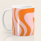 Groovy Retro Liquid Swirl Abstract Orange and Pink Pattern Coffee Mug Gallery Image 3
