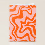 Groovy Retro Liquid Swirl Abstract Orange and Pink Pattern Stationery Card Gallery Image 2